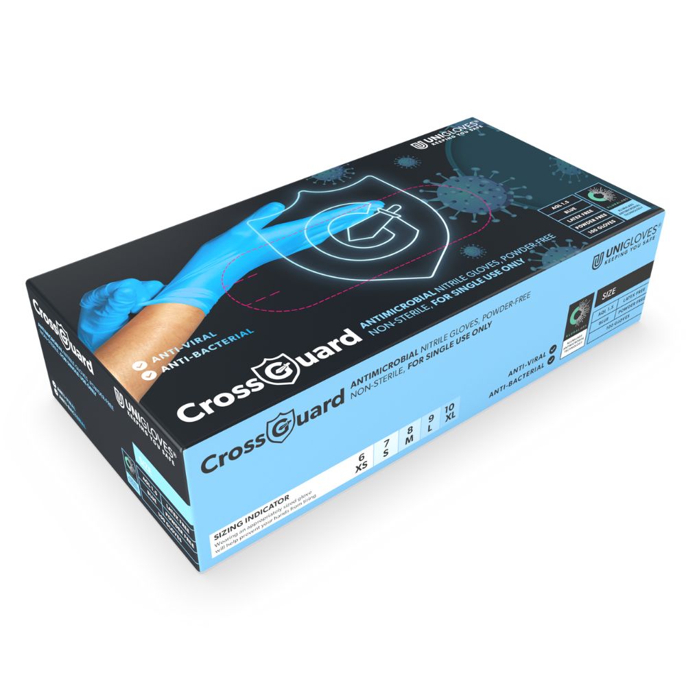 Guanti in nitrile antimicrobici CROSSGUARD Scatola da 100