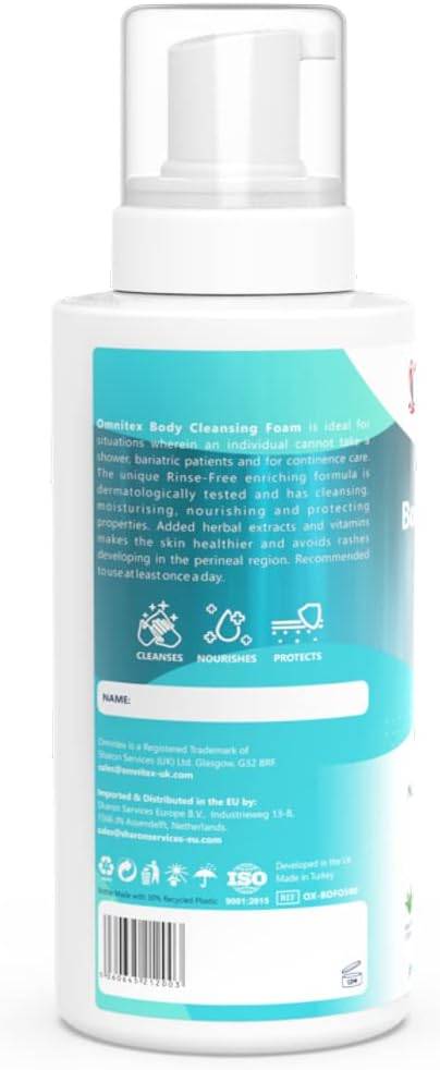 Omnitex 500ml Schiuma Detergente per il Corpo Senza Risciacquo