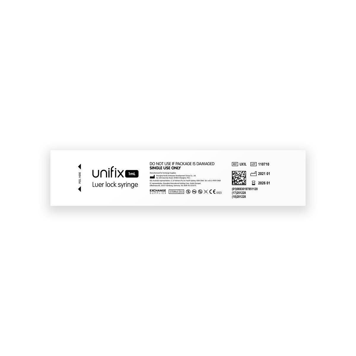 Siringa Unifix Luer Lock da 1 ml