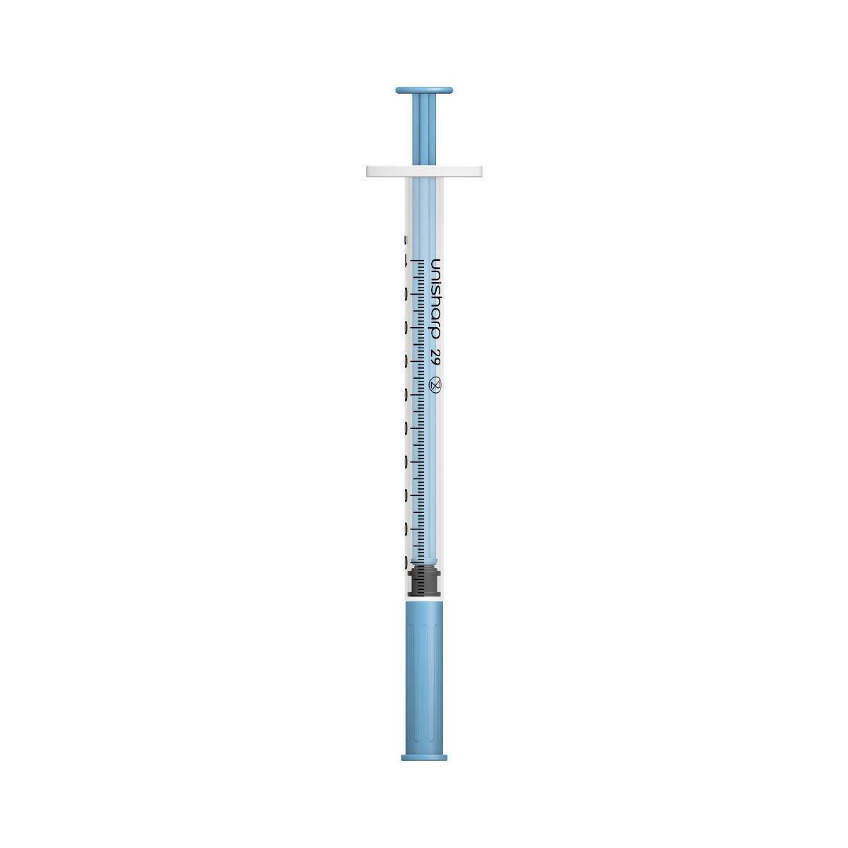 Siringa e ago blu Unisharp da 1 ml 0,5 pollici 29 g u100