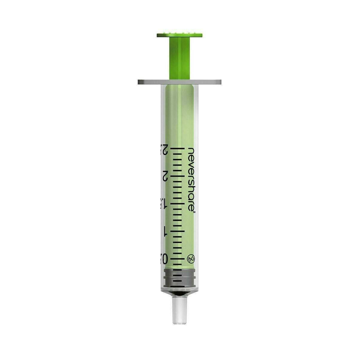 Siringhe Luer Slip verdi Nevershare da 2,5 ml