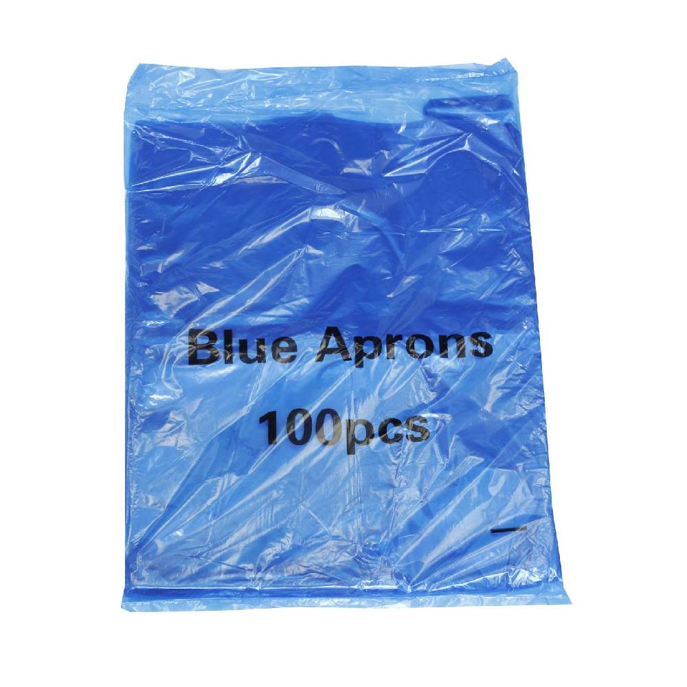 Grembiuli monouso blu premium in confezione piatta, confezione da 100
