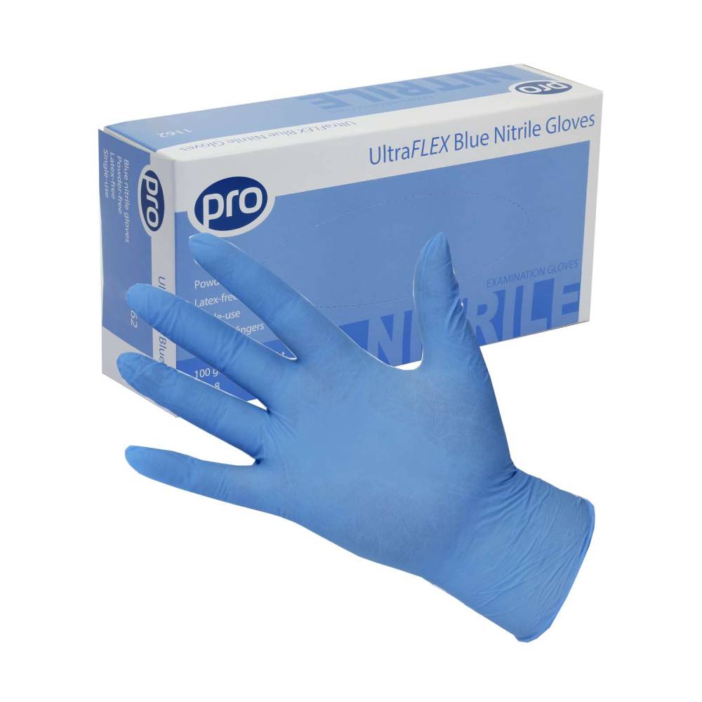 Guanti PRO UltraFLEX in nitrile blu, confezione da 100