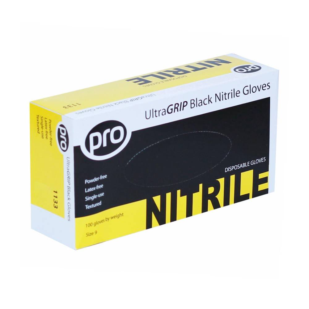 Guanti PRO UltraGRIP in nitrile nero Confezione da 100