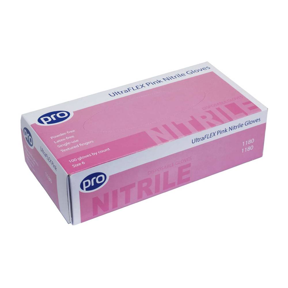 Guanti in nitrile rosa PRO UltraFLEX Confezione da 100