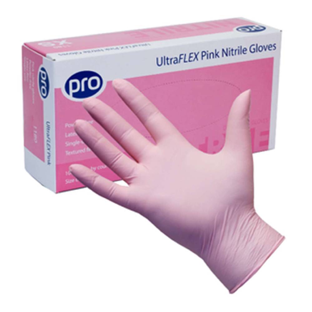 Guanti in nitrile rosa PRO UltraFLEX Confezione da 100