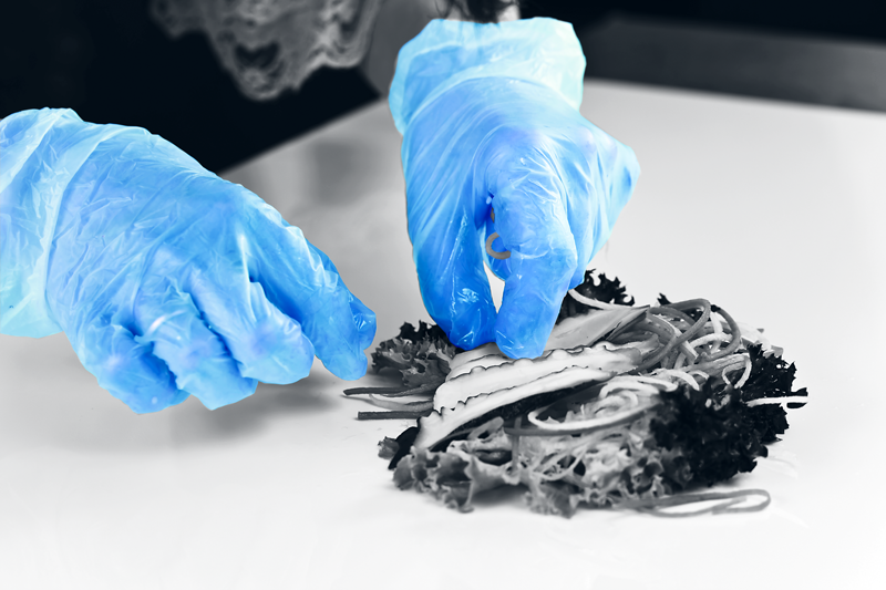 Guanti Unicare Blue Vinyl con polvere, scatola da 100 pezzi