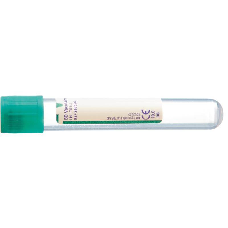 Provette per prelievo di sangue verde plasma eparina BD Vacutainer da 10 ml