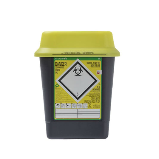 Contenitore per rifiuti taglienti giallo da 5 litri Sharpsafe