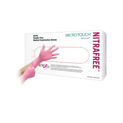 Guanti da visita in nitrile rosa Ansell Micro-Touch NitraFree, confezione da 100