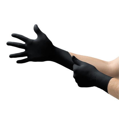 Guanti da visita in nitrile neri Ansell Microflex MidKnight Touch, confezione da 100
