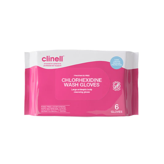 Guanti Clinell senza profumo di clorexidina, confezione da 6