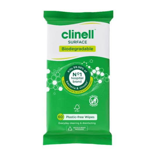 Salviette per superfici biodegradabili universali Clinell, confezione da 60