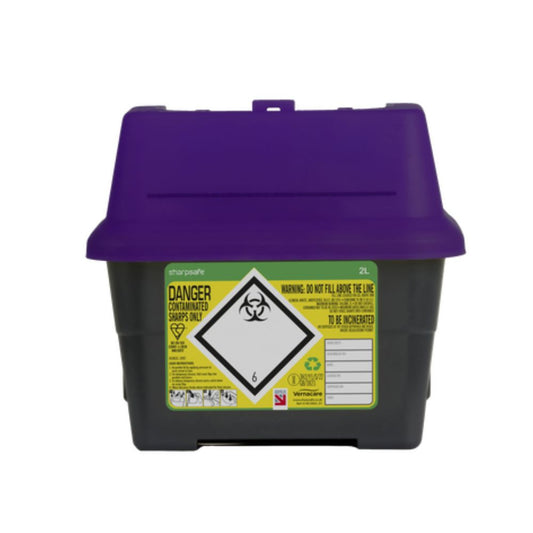 Contenitore per rifiuti pericolosi Sharpsafe Viola da 2 Litri
