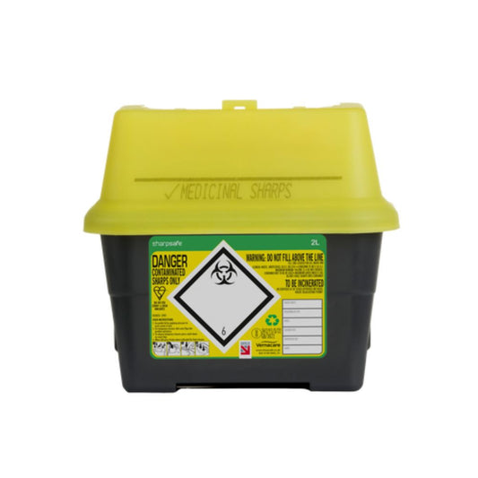 Contenitore per rifiuti pericolosi giallo da 2 litri