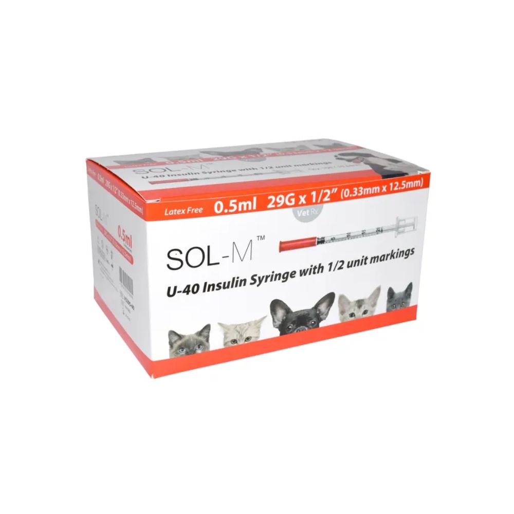 Siringa Sol-Vet U40 da 0,5 ml 29 g x 0,5 pollici con ago fisso