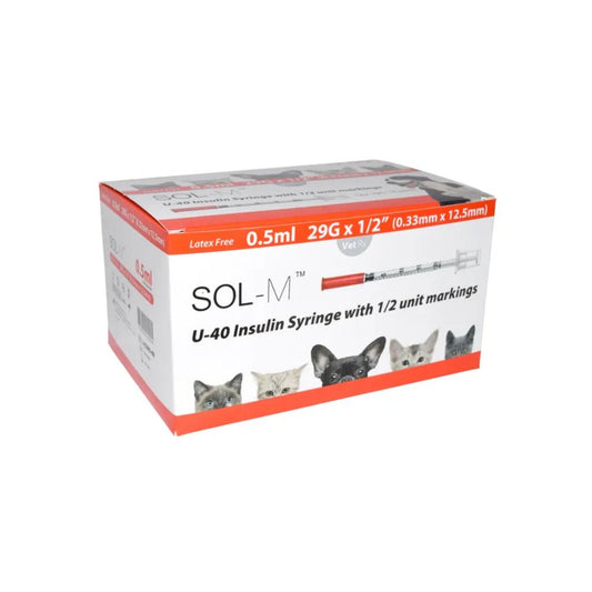 Siringa Sol-Vet U40 da 0,5 ml 29 g x 0,5 pollici con ago fisso