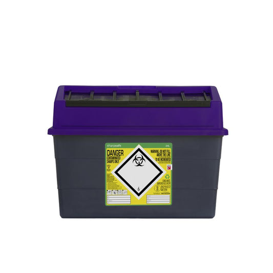 Contenitore per rifiuti taglienti Sharpsafe Viola da 24 Litri