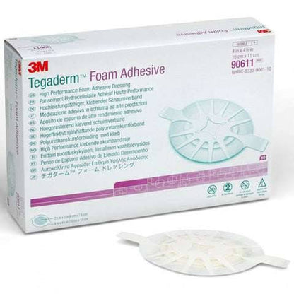 Medicazione adesiva in schiuma Tegaderm 3M ovale da 10 cm x 10 cm