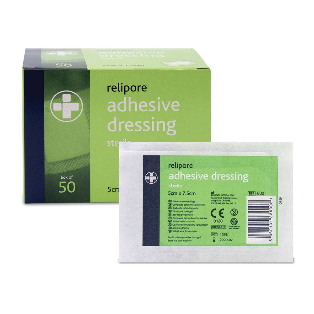Tamponi adesivi Relipore da 5 cm x 7,5 cm, confezione da 50