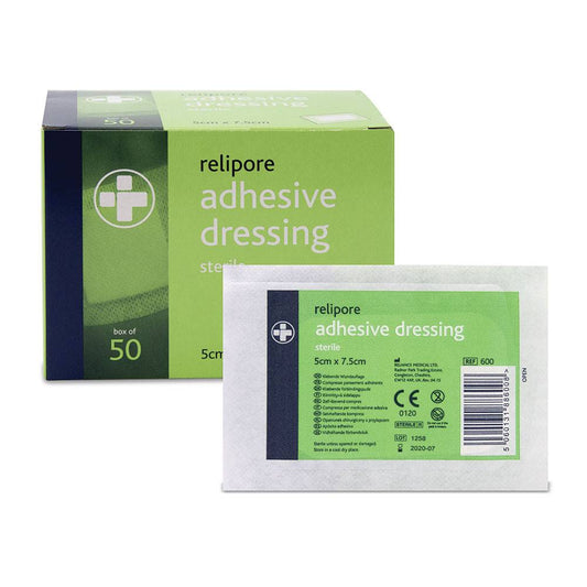 Tamponi adesivi Relipore da 5 cm x 7,5 cm, confezione da 50