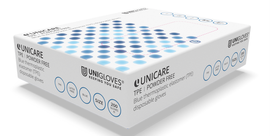 Unicare Blue TPE Gloves Box of 200