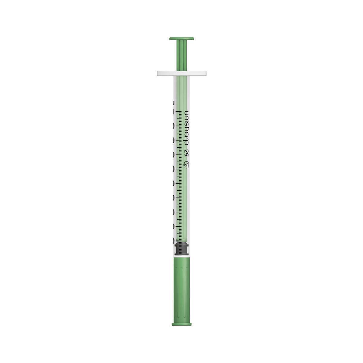 Siringa e ago Unisharp verde da 1 ml 0,5 pollici 29 g u100