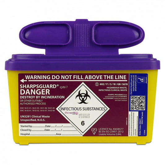 Contenitore per oggetti taglienti Sharpsguard viola da 1 litro