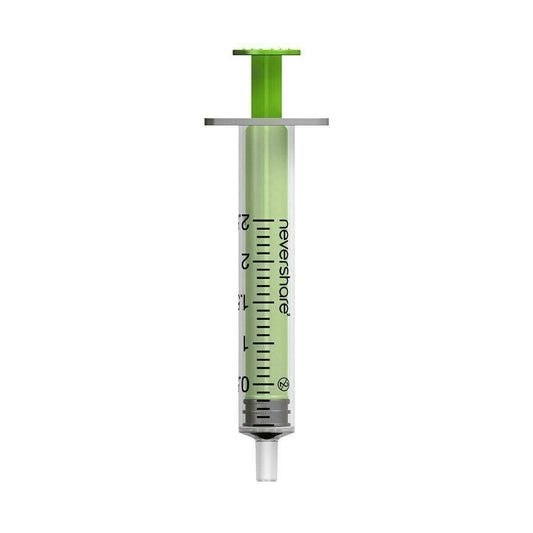 Siringhe Luer Slip verdi Nevershare da 2,5 ml