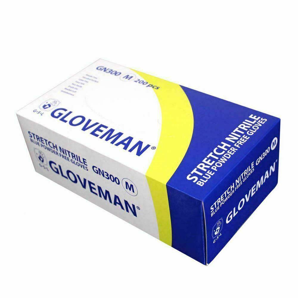 Guanti blu senza polvere di nitrile Gloveman Scatola da 200