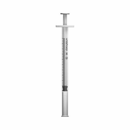 1ml 0.5 inch 30g Unisharp Syringe & Needle u100 UF30W UKMEDI.CO.UK