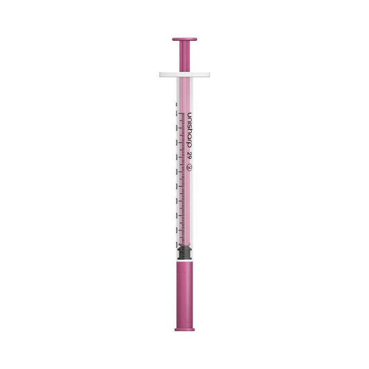 Siringa e ago Unisharp rosa da 1 ml 0,5 pollici 29 g u100