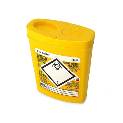 Pattumiera per oggetti taglienti Sharpsafe Frontier da 0,3 litri, colore giallo