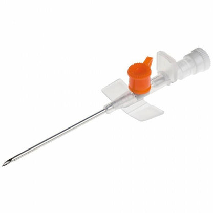 Cannula alata BD Venflon IV arancione da 14 g, 45 mm, con porta di iniezione