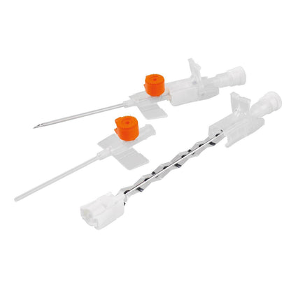 Cannula di sicurezza BD Venflon Pro arancione da 14 g 45 mm con porta di iniezione