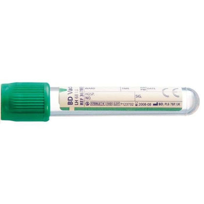 BD Vacutainer Tubo in plastica con litio eparina da 6 ml Chiusura Hemogard verde