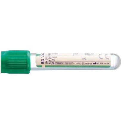 Tubo in plastica con eparina al litio BD Vacutainer da 4 ml, chiusura Hemogard verde