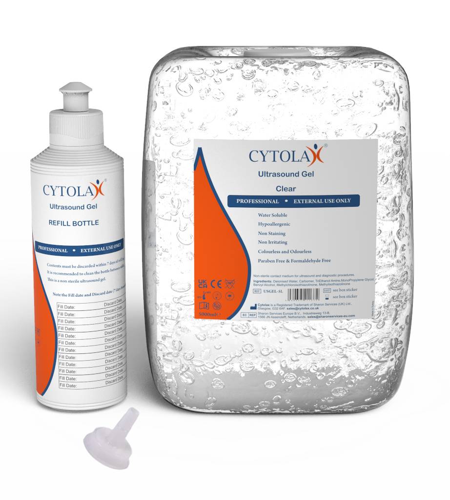 Gel per ultrasuoni Cytolax Clear da 5 litri con flacone di ricarica