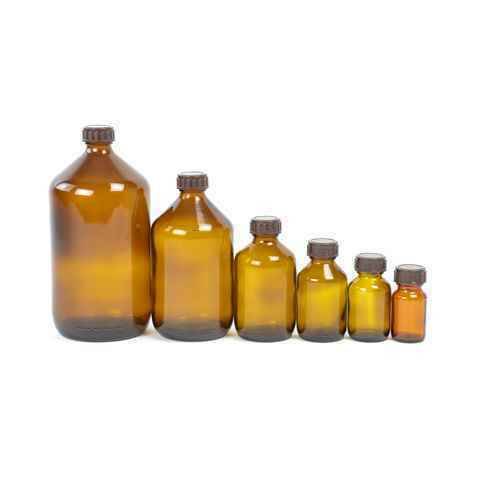 Bottiglia in vetro ambrato da 100 ml con coperchio a vite