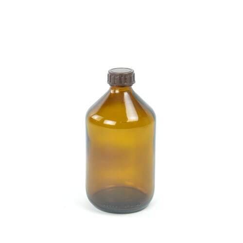 Bottiglia in vetro ambrato da 500 ml con coperchio a vite