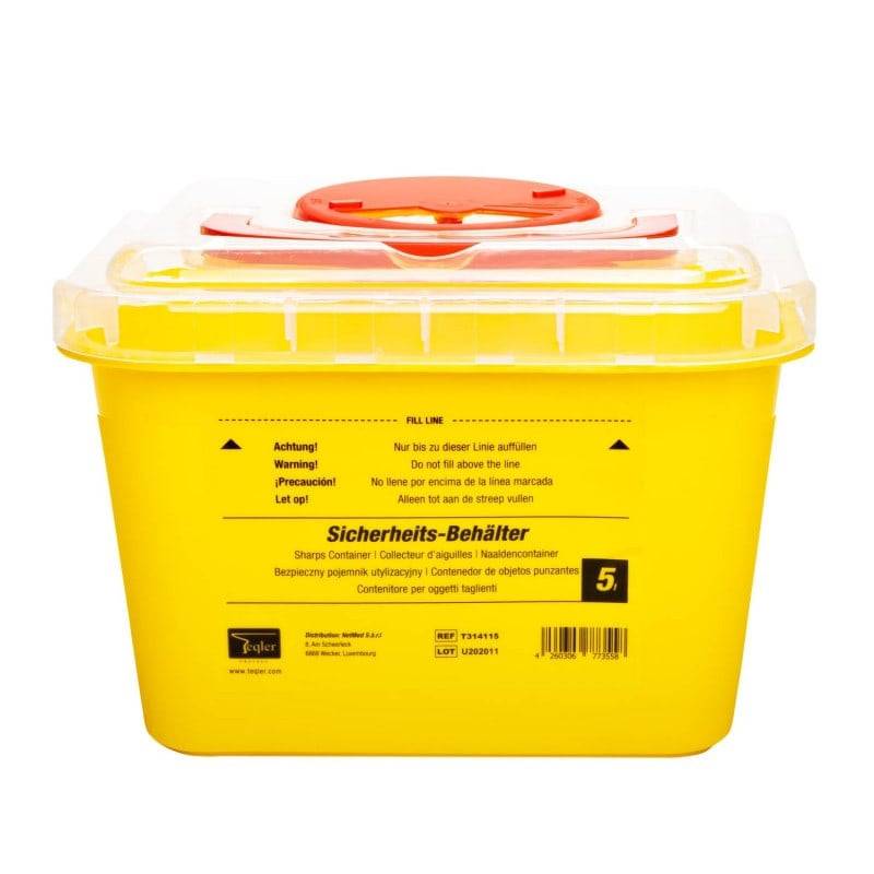 Contenitore per rifiuti taglienti giallo da 5 litri Teqler