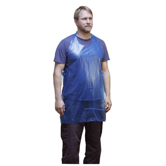 Grembiuli monouso blu premium in confezione piatta, confezione da 100