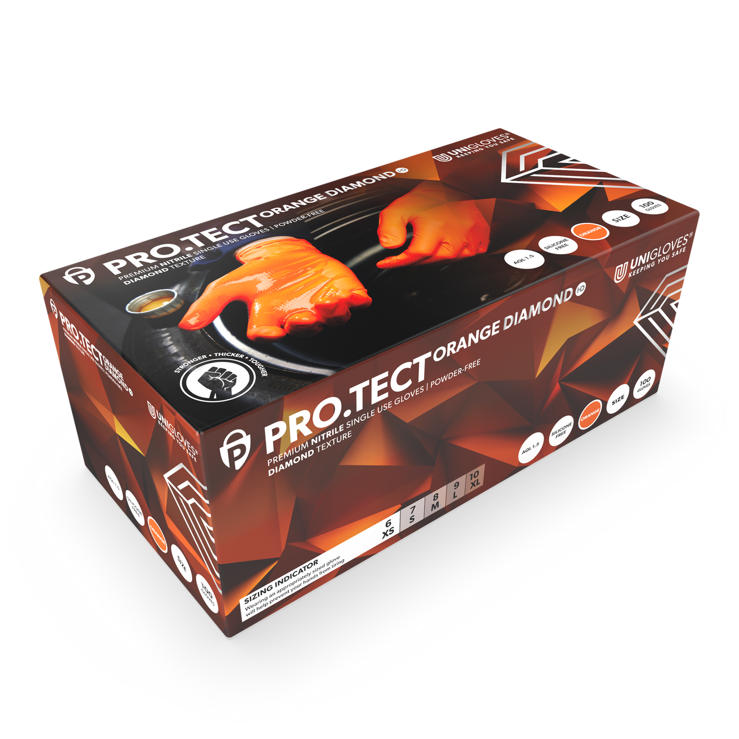 Guanti in nitrile PRO-TECT Orange Diamond HD Scatola da 100