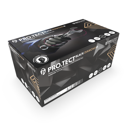Guanti in nitrile testurizzato PRO.TECT Black Diamond HD Confezione da 100