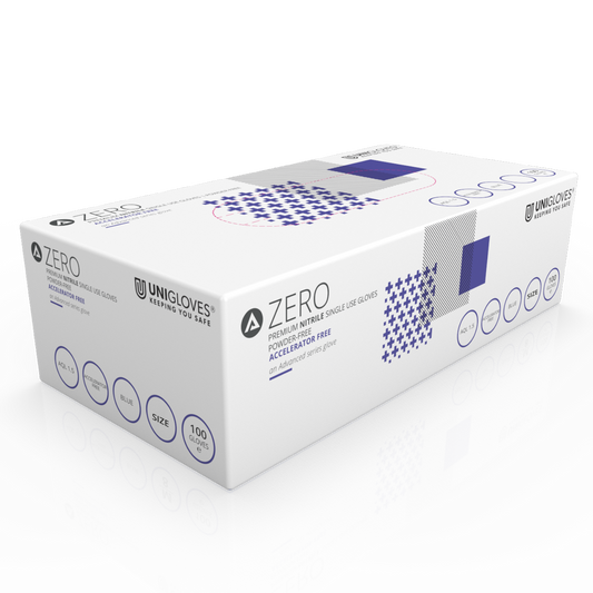 Unigloves Advanced Zero Accelerator Free Nitrile Examination Multiuso e senza polvere Scatola da 100