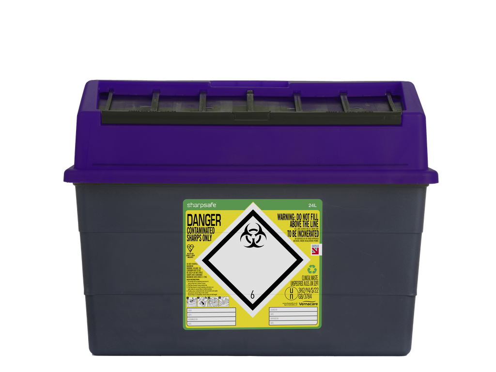 Contenitore per rifiuti taglienti Sharpsafe Viola da 24 Litri