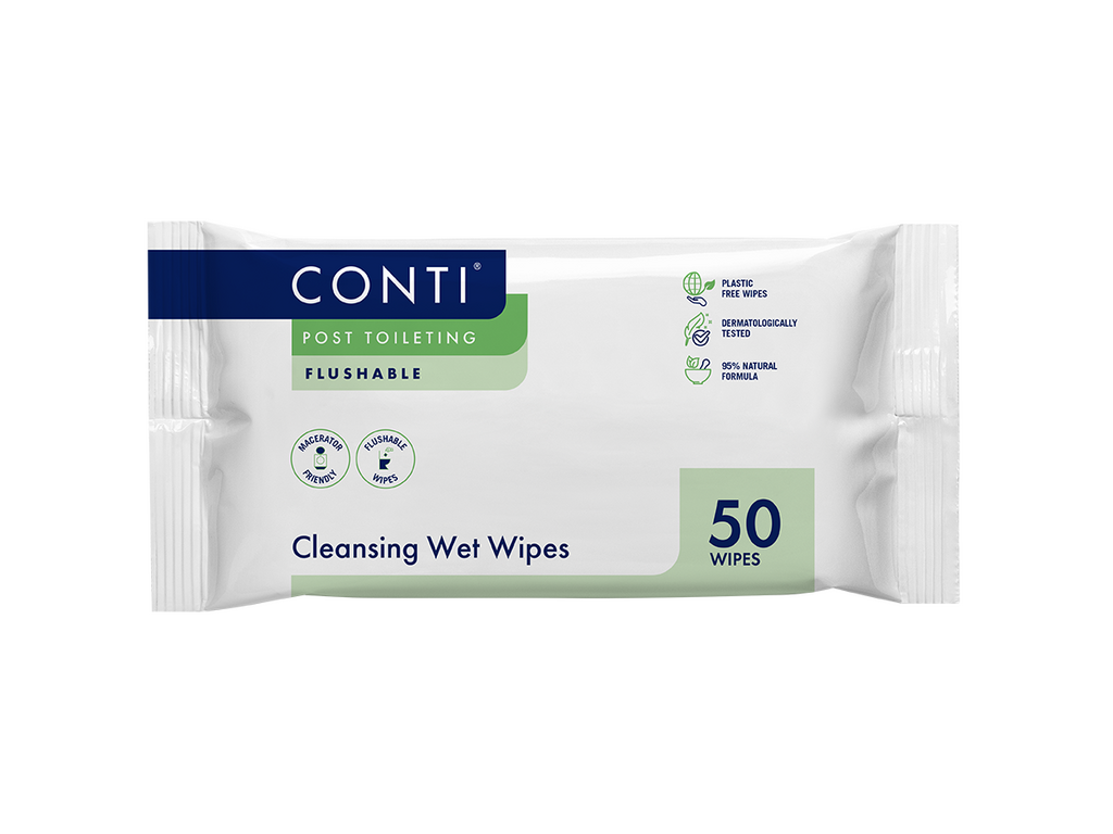 Salviettine umidificate ContiPost per la toilette, senza profumo, 50 salviette