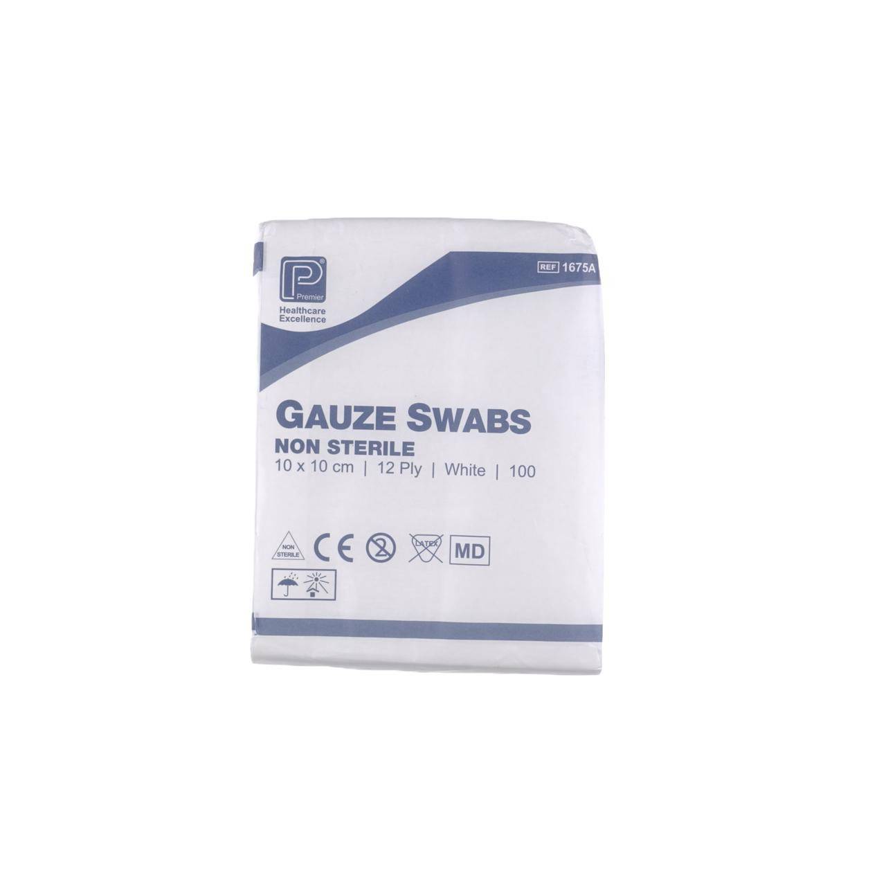 Premier Gauze Swabs: 10 x 10cm 12 Ply x 100 - UKMEDI