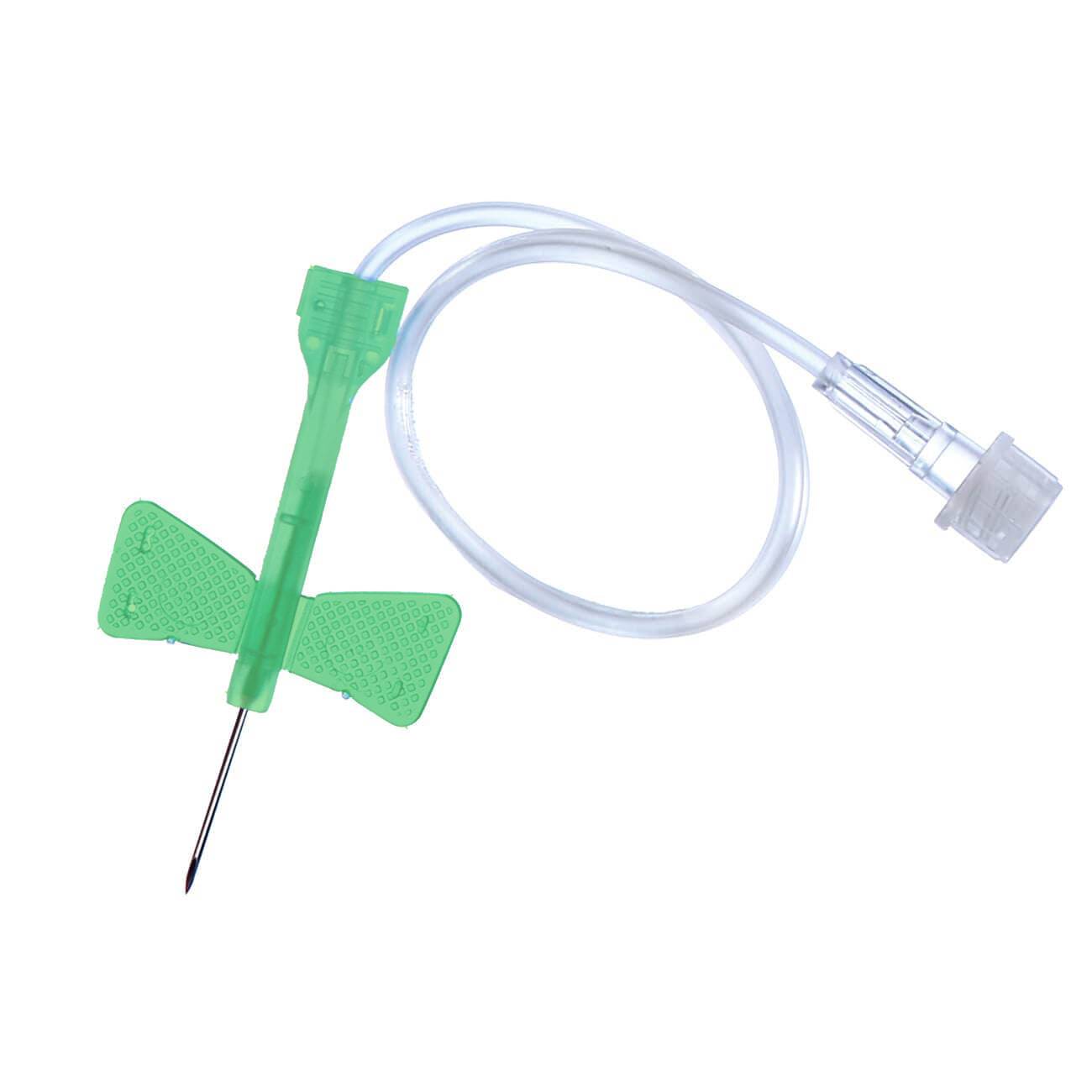 Set di infusione con ali di sicurezza verde da 21g e tubo da 30cm, 19mm