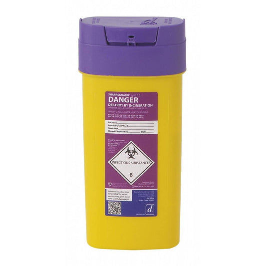 Contenitore per oggetti taglienti Sharpsguard viola da 0,6 litri
